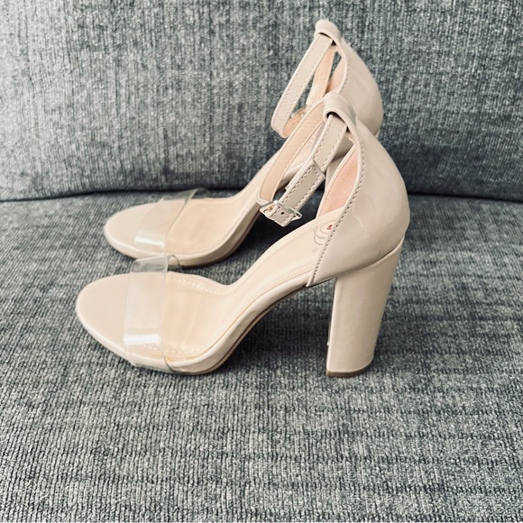 🩷 Heart in D Nude Shoes Sandals Block Heel Size 5.5 - Picture 5 of 7